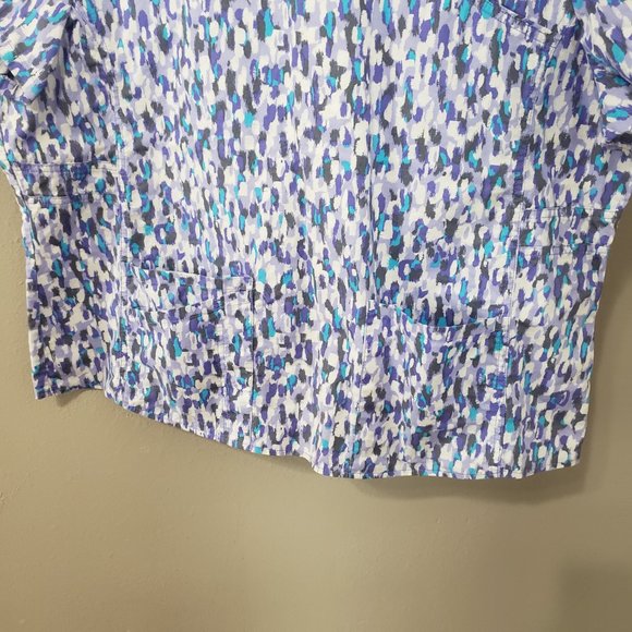 Scrubstar Blue Purple Printed Scrub Top 2X - Picture 7 of 10